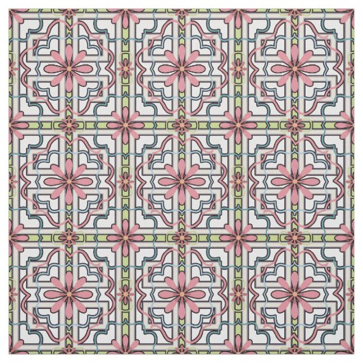Roze bloemen | Floral Block Pattern Stof (Swatch)
