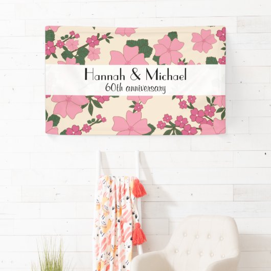 Roze bloemen, Floral Pattern, Jubileum Spandoek (Insitu)