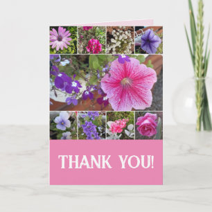Roze bloemen Floral Roos Petunia Dank je wel Kaart