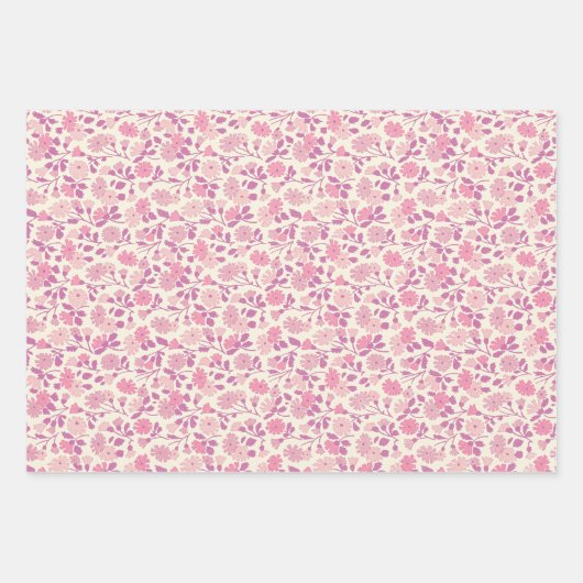 Roze Bloemen Floral  Style Wrapping Paper (Voorkant)