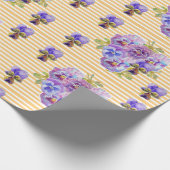 Roze bloemen florale Waterverf Verpakking Cadeaupapier (Hoek)