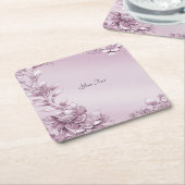 Roze Bloemen Foliage Papier Onderzetter (Schuin)