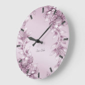 Roze Bloemen Foliage Wandklok (Hoek)
