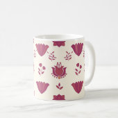 Roze Bloemen Folk Art Coffee Mok (Voorkant rechts)