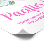 Roze Bloemen Fopspeen Hunt Baby shower Game Sign Poster (Hoek)