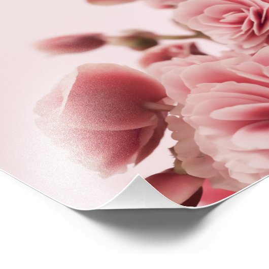  roze bloemen foto afdruk (Hoek)