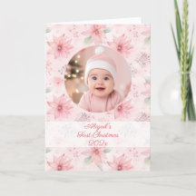 Roze Bloemen Foto Baby's Eerste Kerstmis