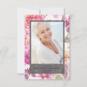 Roze Bloemen Foto Begrafenis Sympathie Dank u Kaart (Voorkant)