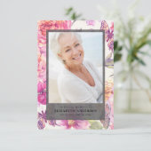 Roze Bloemen Foto Begrafenis Sympathie Dank u Kaart (Staand voorkant)