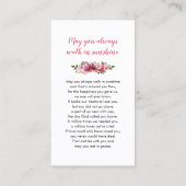 Roze Bloemen Foto Begrafenisgebed Kaart Visitekaartje (Achterkant)