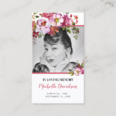 Roze Bloemen Foto Begrafenisgebed Kaart Visitekaartje (Voorkant)
