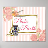 Roze Bloemen Foto Booth Huwelijksbord Poster (Voorkant)