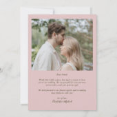 Roze Bloemen Foto Bruiloft Bedankkaart (Achterkant)