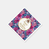 Roze bloemen, foto, elke leeftijd, verjaardag op m servet (Hoek)