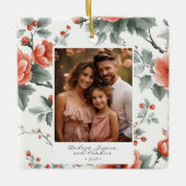 Roze  Bloemen Foto Keramisch Ornament (Voorkant)