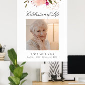 Roze bloemen foto levensviering herdenkingsbord poster (Thuiskantoor)