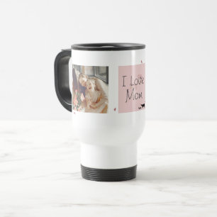 Roze bloemen Foto Moederdag Travel Mug Reisbeker