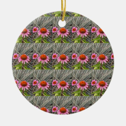 Roze Bloemen Foto Ornament (Voorkant)