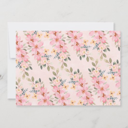 Roze Bloemen Foto Par-tea Verjaardag Uitnodiging (Achterkant)