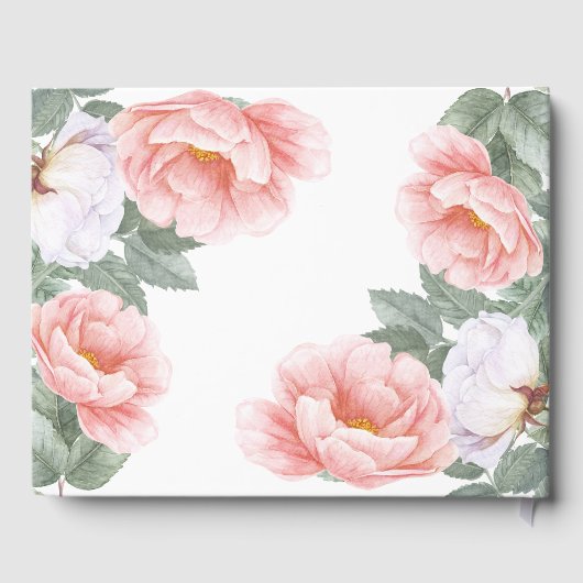 Roze Bloemen Foto Sympathie Uitvaart Waterverf Gastenboek (Achterkant)