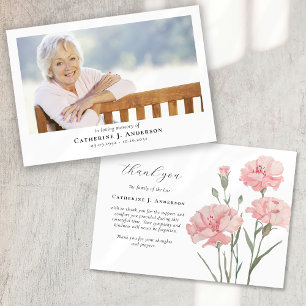 Roze bloemen Foto Sympathy Funeral Memorial Bedankkaart