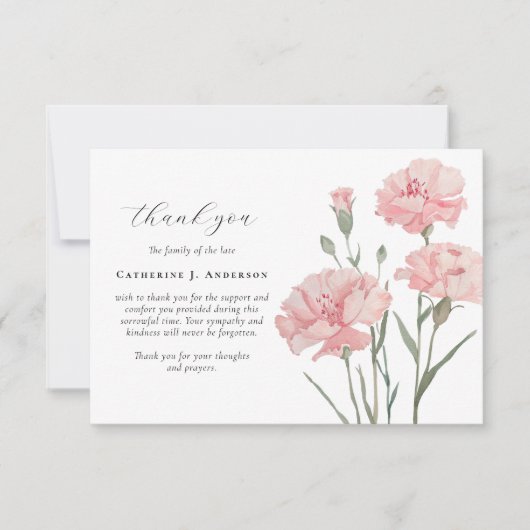 Roze bloemen Foto Sympathy Funeral Memorial Bedankkaart (Voorkant)