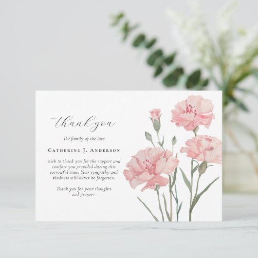 Roze bloemen Foto Sympathy Funeral Memorial Bedankkaart (Staand voorkant)