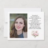 Roze Bloemen Fotobegrafenis Dank u Opmerking Kaart (Voorkant)