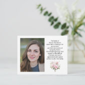 Roze Bloemen Fotobegrafenis Dank u Opmerking Kaart (Staand voorkant)