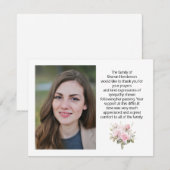 Roze Bloemen Fotobegrafenis Dank u Opmerking Kaart (Voorkant / Achterkant)