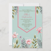 Roze Bloemen Fotobevestiging Uitnodiging (Achterkant)