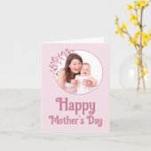 Roze Bloemen Fotocollage Moederdag Kaart (Gele Bloem)