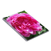 Roze Bloemen Fotografie Elegante pioen Custom Notitieboek (Rechterzijde)
