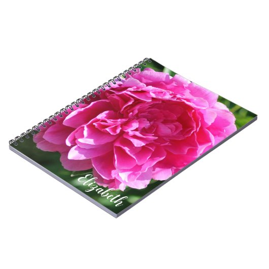 Roze Bloemen Fotografie Elegante pioen Custom Notitieboek (Linkerzijde)