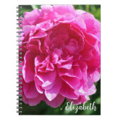 Roze Bloemen Fotografie Elegante pioen Custom Notitieboek (Voorkant)