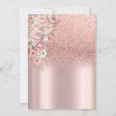 Roze Bloemen Frame Roze Goud Glitter Afstuderen Kaart (Achterkant)