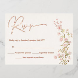 Roze bloemen Garden RSVP Echte Roos Gold Folie Uitnodiging Briefkaart
