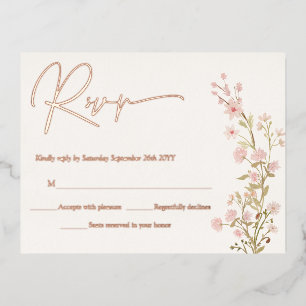 Roze bloemen Garden RSVP Echte Roos Gold Folie Uitnodiging Briefkaart