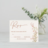 Roze bloemen Garden RSVP Echte Roos Gold Folie Uitnodiging Briefkaart (Staand Voorkant)