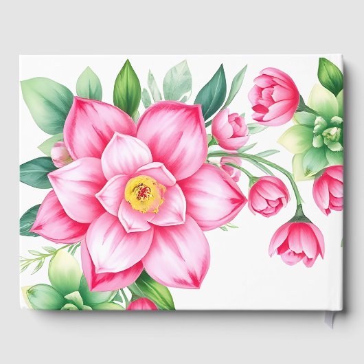 Roze Bloemen Gastboek Gastenboek (Achterkant)