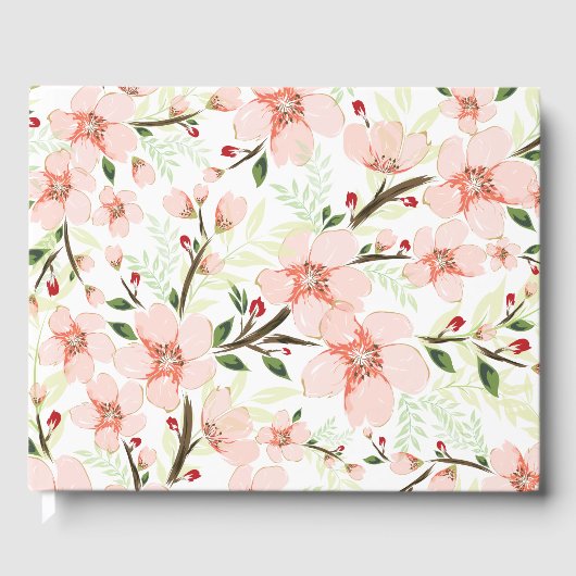 Roze bloemen gastenboek (Voorkant)
