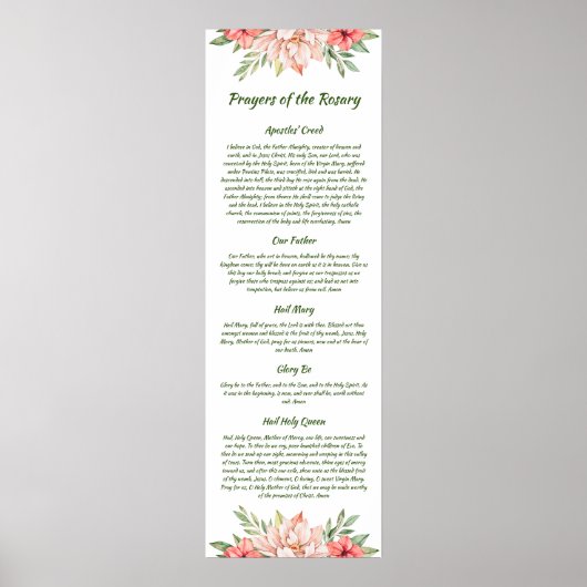 Roze bloemen gebeden van het Rosary Christelijk Poster (Voorkant)