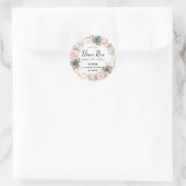 Roze Bloemen Geboorte Aankondiging Envelop Seal Ronde Sticker (Tas)