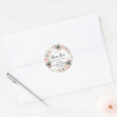 Roze Bloemen Geboorte Aankondiging Envelop Seal Ronde Sticker (Envelop)