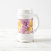 Roze bloemen Geel Roze Mam Beer Stein Bierpul (Voorkant rechts)