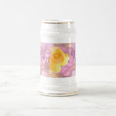 Roze bloemen Geel Roze Mam Beer Stein Bierpul (Center)