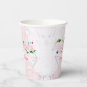 Roze Bloemen Gefeliciteerd tekst Paper cup Papieren Bekers (Links)