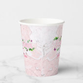 Roze Bloemen Gefeliciteerd tekst Paper cup Papieren Bekers (Rechts)