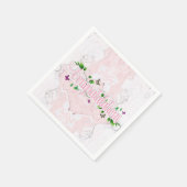 Roze Bloemen Gefeliciteerd tekst Papier Servet (Hoek)