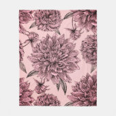  roze bloemen geïllustreerd patroon fleece deken (Voorkant)